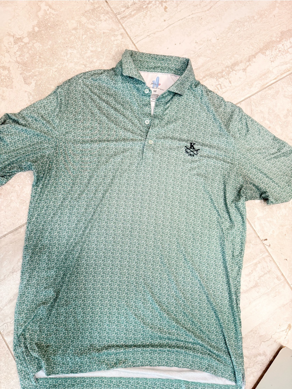 johnnie-O Mint Green Printed Polo golf shirt